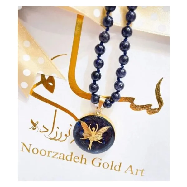 گردنبند دلربا سرمه ای فرشته ورق طلا ۲۴ عیار سام نورزاده