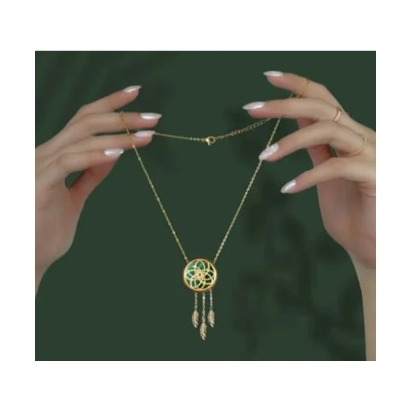 گردنبند ۳ پر دریم کچر ورق طلای ۲۴ عیار سام نورزاده