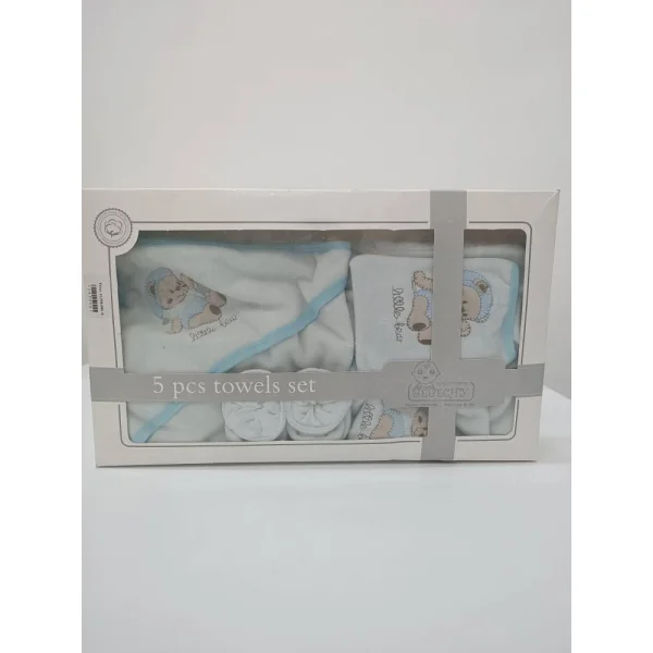 ست حوله نوزادی 5 تیکه رنگ سفید ابی کد 1-22600061