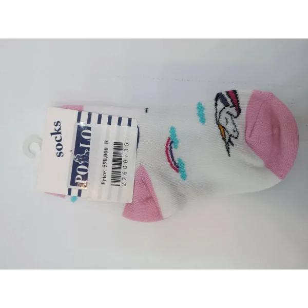 جوراب بچگانه طرح یونیکورن رنگ سفید صورتی 5-22600735