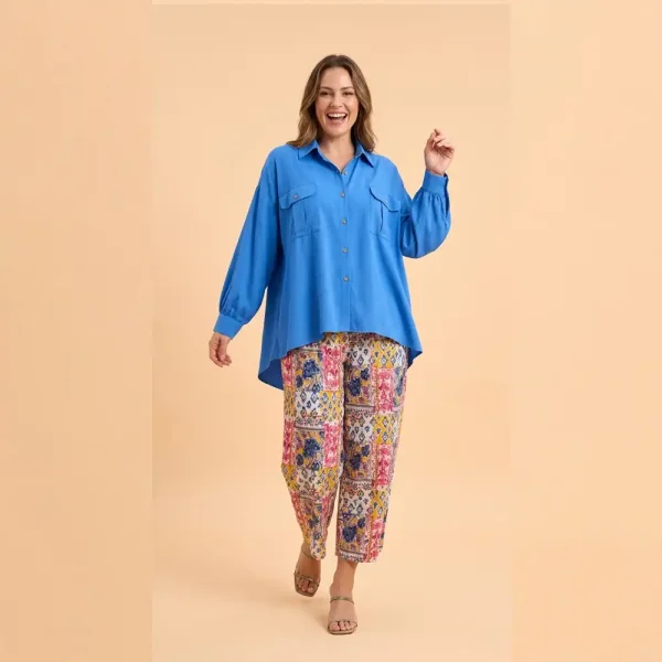 شومیز و شلوار طرح دار زنانه (سایز 38 تا 44) کد 030147