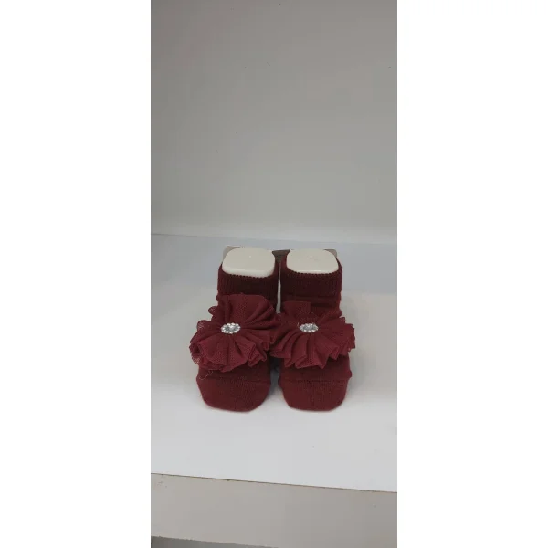 پاپوش جورابی نوزاد طرح گل رنگ جیگری کد 5-22600656