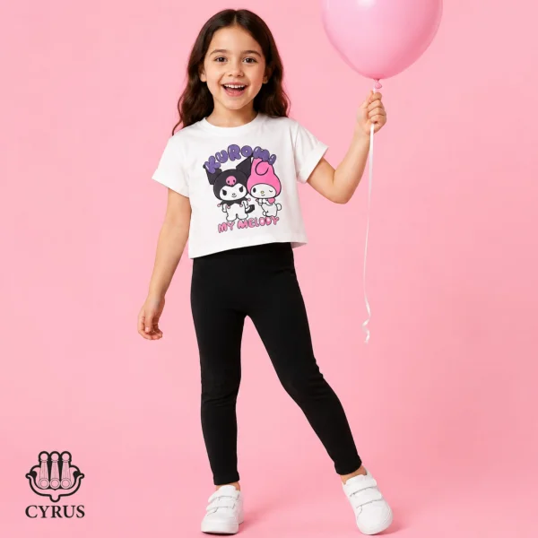 تیشرت و ساق طرح کرومی دخترانه (18ماه تا 7 سال) کد 630394