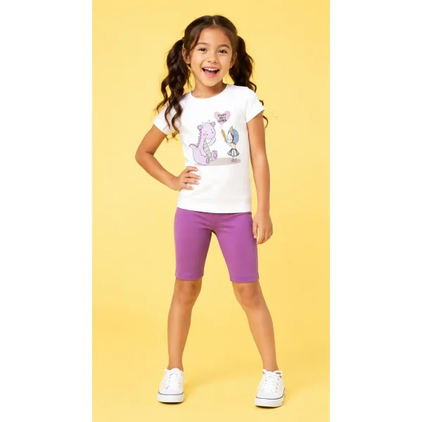 تیشرت و شلوارک طرح Fight like a Girl دخترانه (18 ماه تا 7 سال) کد 628957