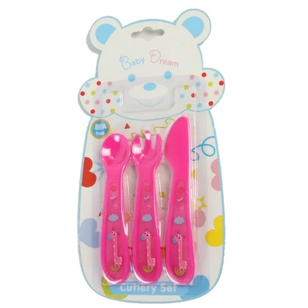 ست چنگال قاشق و چاقو رنگ صورتی برندbaby dream کد 22600122