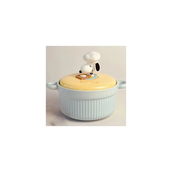 قابلمه درب دار سرامیکی کودک برند اسنوپی snoopy  رنگ زرد ابی کد 60800022