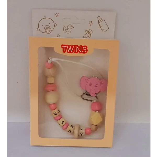 بند پستانک کودک فانتزی طرح فیل صورتی با حروف baby کد6-22600697
