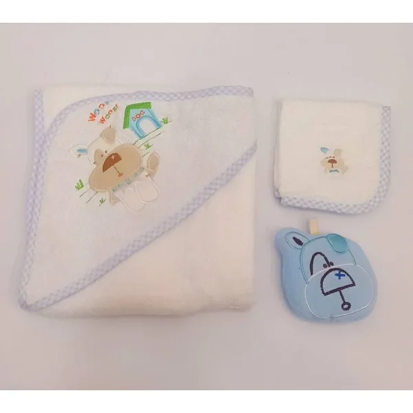 ست حوله نوزاد سه تکه طرح سگ کد 1-22600063