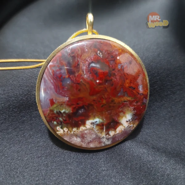 گردنبند عقیق شجر اصل (فریم رنگ ثابت)