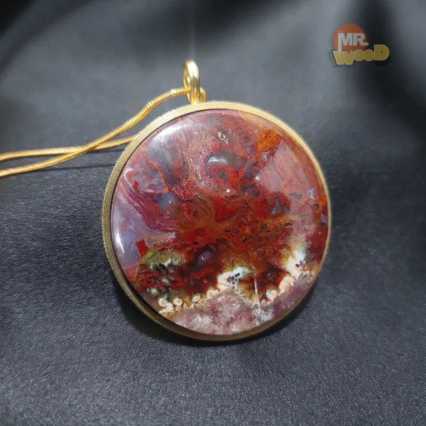 گردنبند عقیق شجر اصل (فریم رنگ ثابت)