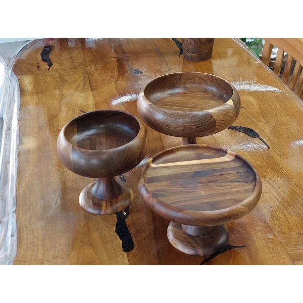 سرویس پذیرایی 3 تیکه چوب گردو سیاه مدل خمره ای پایه دار - ضدآب