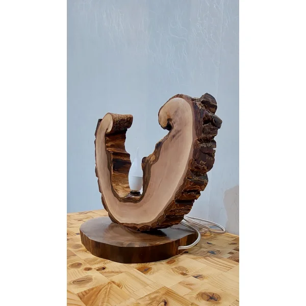 آباژور رومیزی چوبی  مدل روستیک چوب گردو