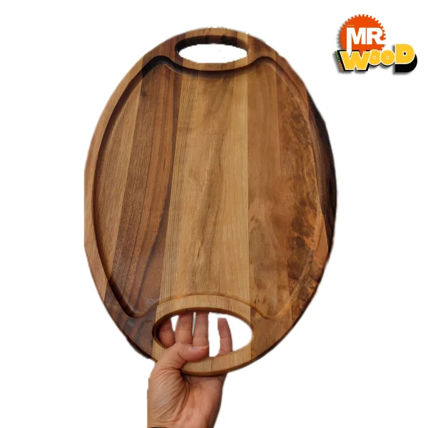 سینی چوبی مدل بیضی | چوب گردو با قابلیت شستشو - بزرگ / روغن گیاهی مخصوص ظروف چوبی