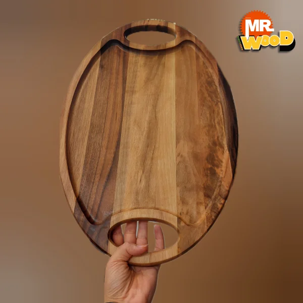 سینی چوبی مدل بیضی | چوب گردو با قابلیت شستشو - متوسط / روغن گیاهی مخصوص ظروف چوبی