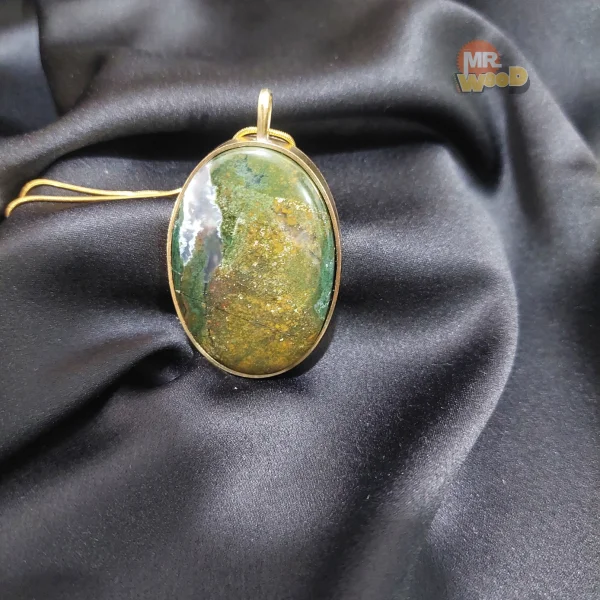 گردن آویز عقیق شجر خزه ای خراسان (سایز بزرگ)