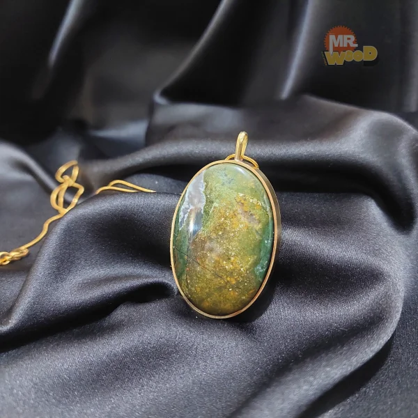 گردن آویز عقیق شجر خزه ای خراسان (سایز بزرگ)