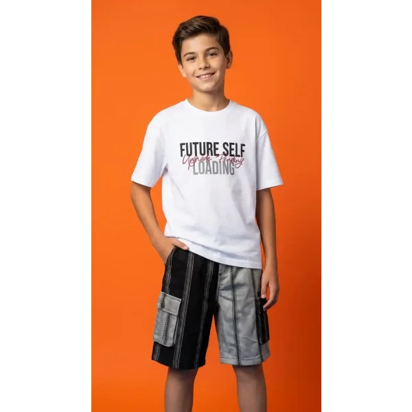 تیشرت و شلوارک طرح Future Self پسرانه (9 تا 13 سال) کد 630521-030389