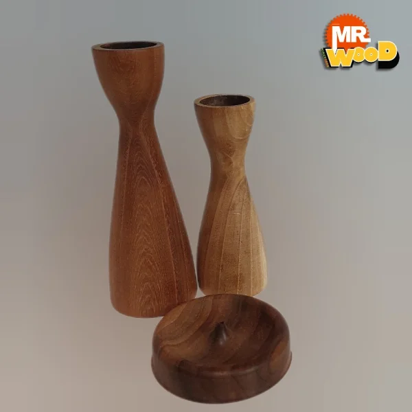 ست جاشمعی و جاعودی چوبی مدرن - دو تیکه بدون جاعودی