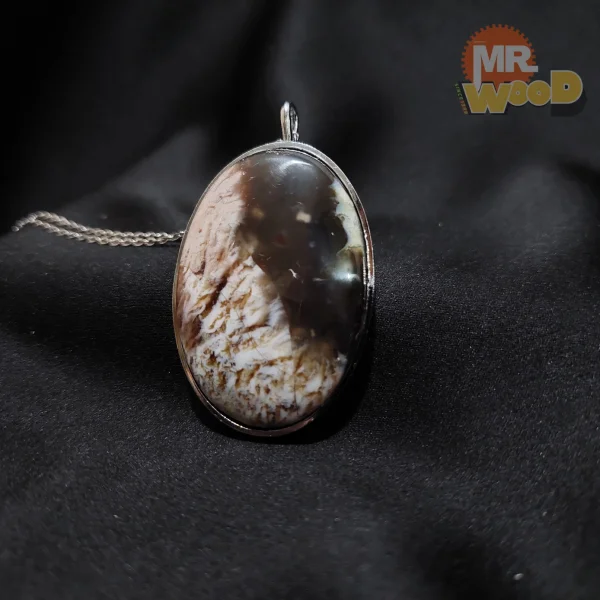 گردن آویز عقیق شجر منظره خراسان (استیل رنگ ثابت)