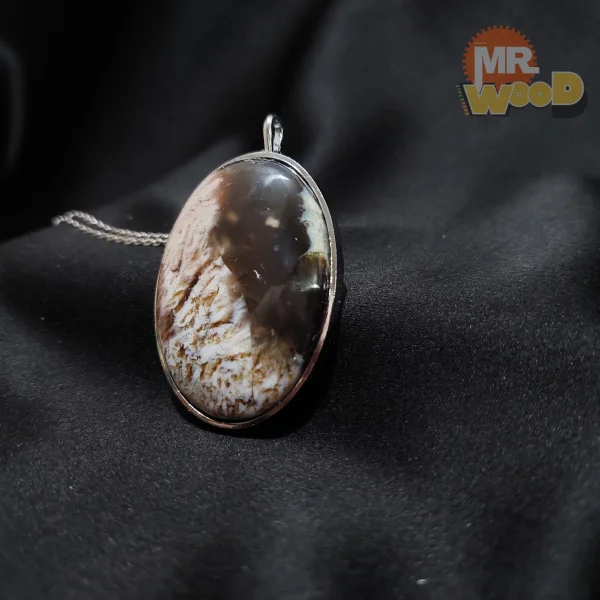 گردن آویز عقیق شجر منظره خراسان (استیل رنگ ثابت)