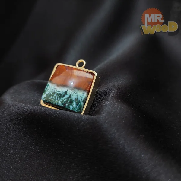 گردن آویز عقیق شجر منظره پاییز (سایز متوسط) فریم رنگ ثابت
