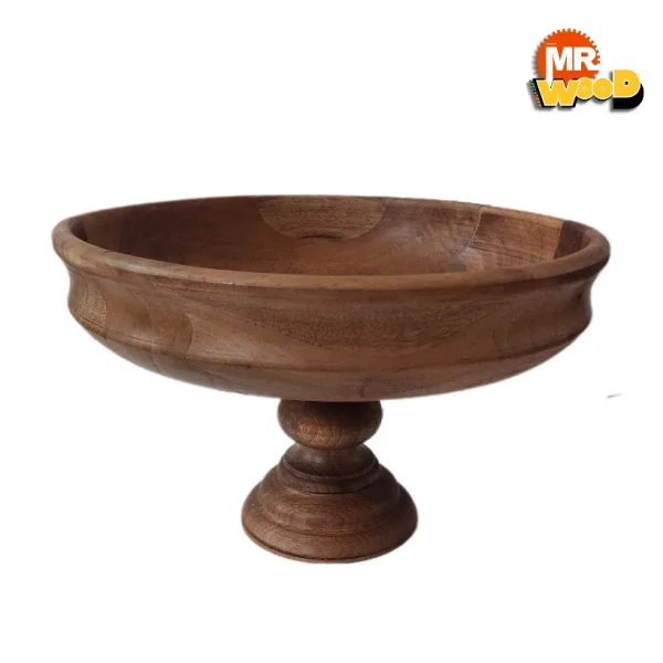 کاسه پایه دار چوب گردو | سه سایز کاربردی | قابل شستشو - 30  سانت