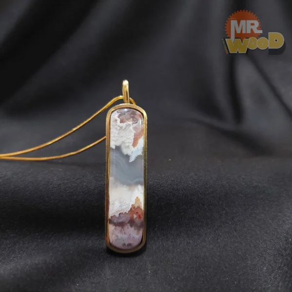 گردنبند عقیق شجر منظره (فریم رنگ ثابت)