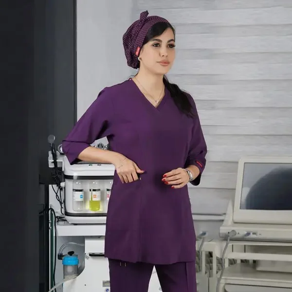 تونیک شلوار مدل یوفلکس بادمجونی