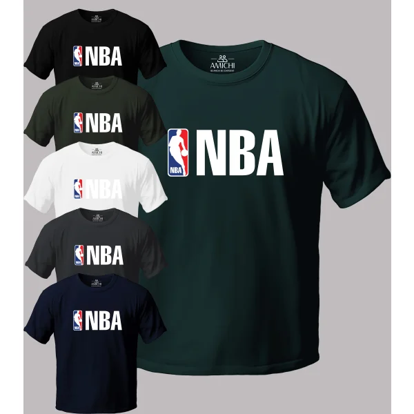 تیشرت مردانه سایزبزرگ یقه‌گرد پارچه نخ‌پنبه با چاپ طرح NBA