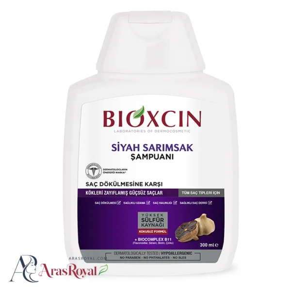 شامپو سر بیوکسین حاوی سیر سیاه بدون سولفات 300 میل BIOXCIN BLACK GARLIC SHAPOO
