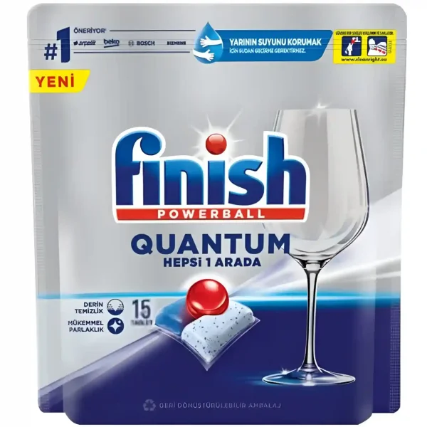 قرص ماشین ظرفشویی فینیش کوانتوم Finish Quantum Powerball بسته 15 عددی