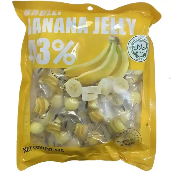 پاستیل دیلوکس Deluxe Banana Jelly حاوی 43% میوه طبیعی با طعم موز بسته 1 کیلویی