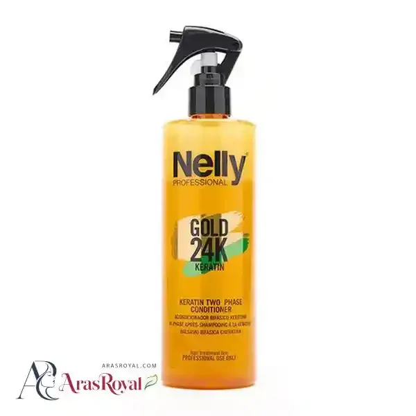 اسپری دوفاز ترمیم کننده و تقویت کننده کراتین گلد نلی Nelly حجم 400 میل