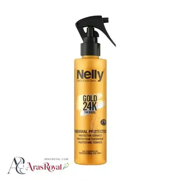 اسپری ضد حرارت مو گلد نلی Nelly مدل 24K HEAT PROTECTOR حجم 200 میل