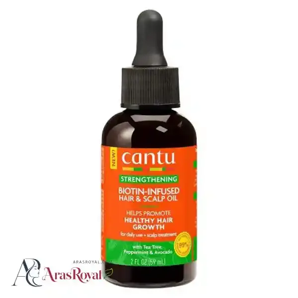 روغن مو ضد ریزش و تقویت کننده کنتو Cantu مدل Biotin Infused Hair And Scalp Oil حجم 59 میل