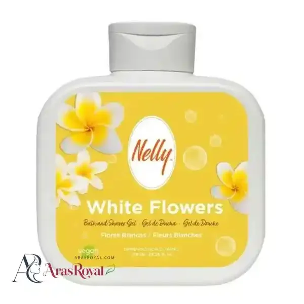 شامپو بدن و شاور ژل نلی Nelly رایحه گل های سفید WHITE FLOWER حجم 750 میل