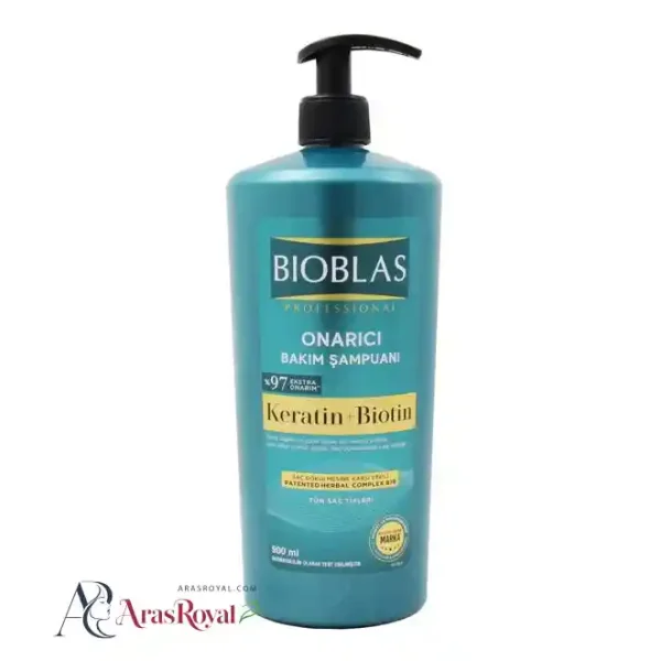 شامپو ترمیم کننده بیوبلاس BIOBLAS حاوی کراتین و بیوتین حجم 900 میل