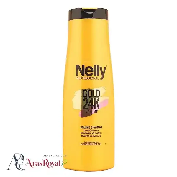 شامپو حجم دهنده گلد نلی Nelly مدل Gold 24k Volume حجم 400 میل