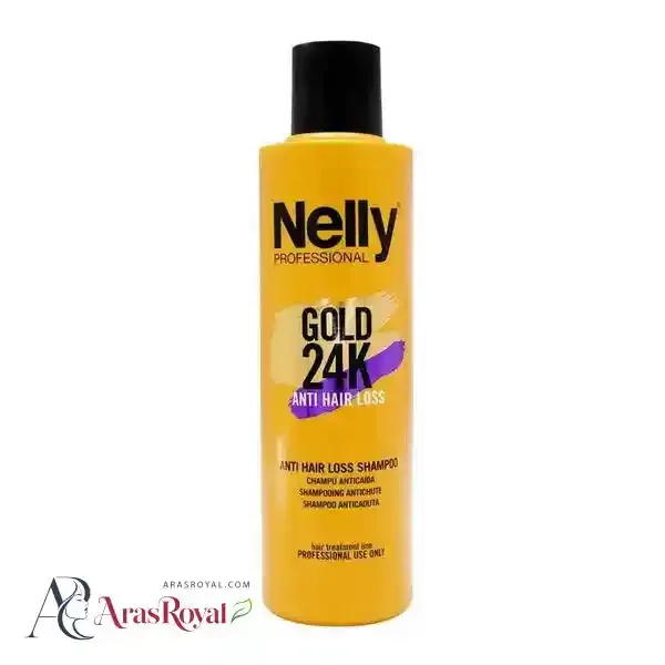 شامپو ضد ریزش مو گلد نلی Nelly مدل 24K ANTI-HAIR LOSS SHAMPOO حجم 400 میل