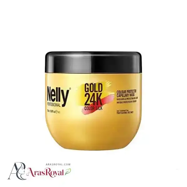 ماسک مو تثبیت کننده رنگ مو گلد 24K نلی Nelly حجم 500 میل