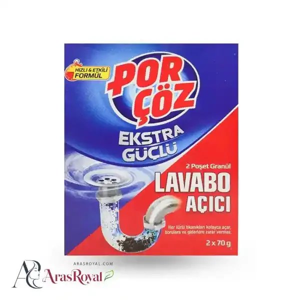 پودر لوله باز کن پورچوز POR COZ مدل Ekstra Guclu بسته دو عددی حجم 100 گرم