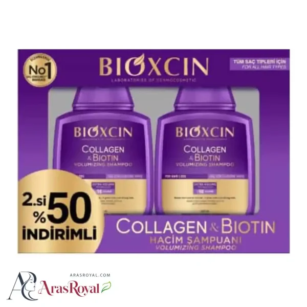 پک 2 عددی شامپو بیوکسین BIOXCIN حاوی کلاژن و بیوتین حجم 300 میل