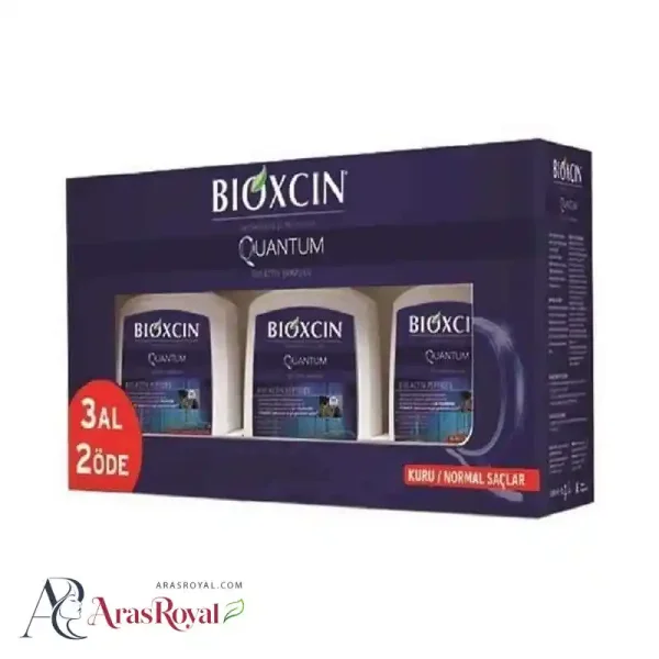 پک 3 عددی شامپو بیوکسین BIOXCIN مدل QUANTUM مو های نرمال و خشک حجم 300 میل