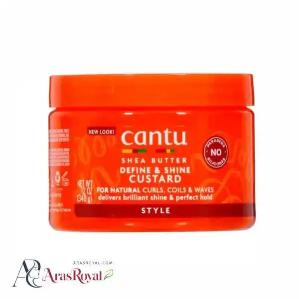 کاسترد حالت دهنده و براق کننده مو های فر کنتو Cantu حاوی شی باتر حجم 354 میل