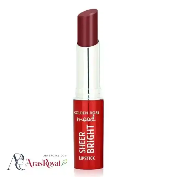 رژ لب جامد براق گلدن رز Golden Rose مدل Sheer Bright رنگ Rosy Plum شماره 108
