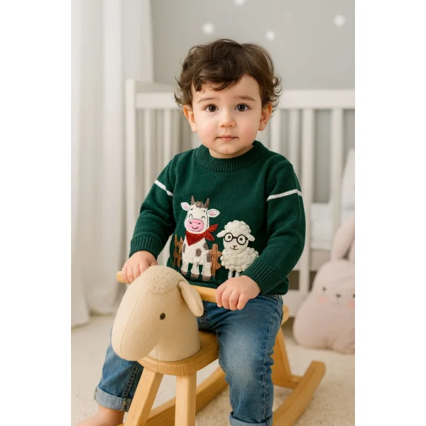 بلوز بافت نوزادی طرح گاو کیوت سایز ۳۵ کد ۱۲۵۶