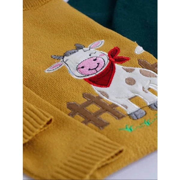 بلوز بافت نوزادی طرح گاو کیوت سایز ۳۵ کد ۱۲۵۶