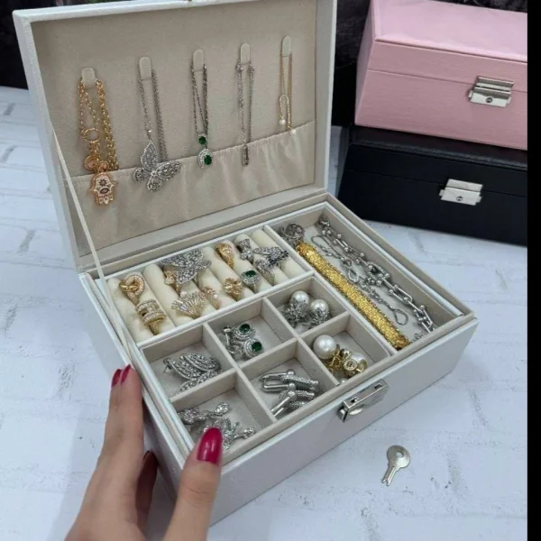 جعبه جواهرات 2 طبقه سفید