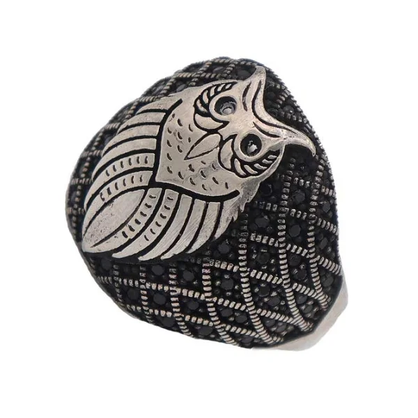 انگشتر نقره طرح جغد مردانه